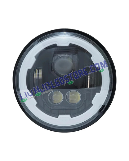 HJG Phantom Ring 5.75-Inch 75W LED Headlight | Bright Spotless DRL & White/Yellow Angel Eye | H4 Plug & Play | 6500K High/Low Beam | 12–80V DC | Bajaj Avenger, Harley Davidson & Jeep