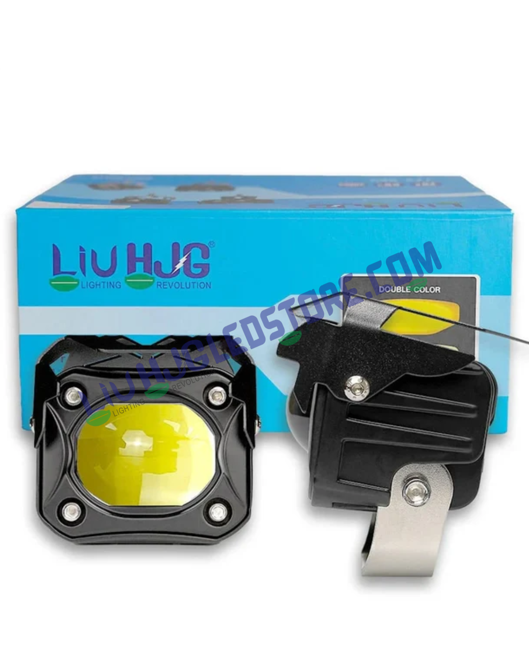 HJG Future Eyes 1 Dual LED Fog Lights 60W (Set of 2) – Dual Color White/Yellow with Red DRL for Bikes & Cars