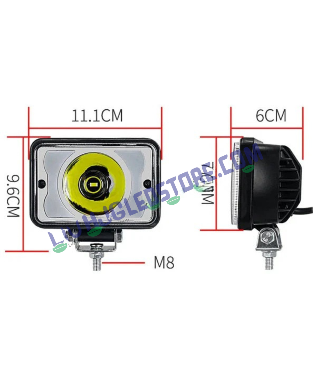 HJG W11 4x5 Inch Classic Square LED Fog Light – Dual Color (White/Yellow) with White & Amber DRL, Ultra Wide Beam for Cars & Bikes