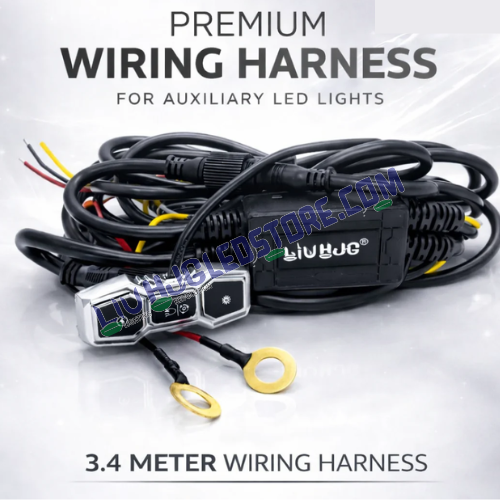 HJG 3-Pin Wireless Heavy-Duty Copper Wiring Harness Kit with Remote Control, Metal Switch, Couplers & Canbus – Dual-Color 3-Wire Setup