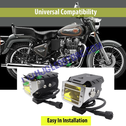 HJG Transformer 1 LED Projector Fog Lights 100W (Pair) with Yellow Filter Cap – Dual Color White/Yellow, Wide Beam for Cars & Bikes