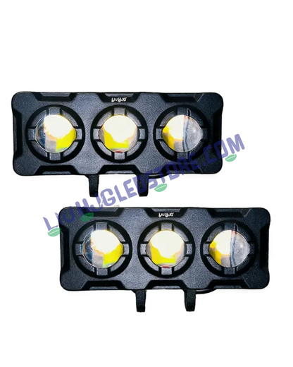 HJG Tri Shot 3 LED Fog Lights 120W (Dual Color White/Yellow) for Bike, Car, Thar & Jeep – 60W Each, Set of 2