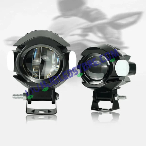 HJG Alien Projector LED Fog Light with Red Devil & Blue Side DRL – Single Lens 16W Auxiliary Light (White/Yellow Modes) for Bikes & Cars, Pack of 1