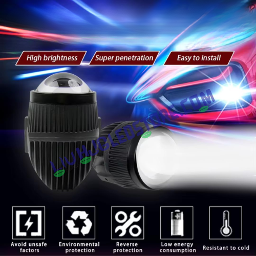 HJG J37 Single Projector LED Fog Lights 60W with Red DRL – Dual Color White/Yellow Beam for Cars & Bikes (Set of 2)