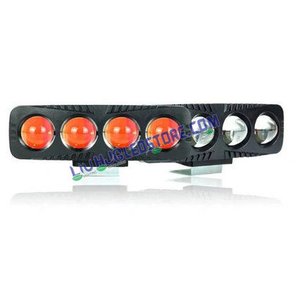 HJG 4-Lens 80W LED Projector Fog Lights | 40W × 2, White & Yellow Beam with Red Devil DRL | Multi-Mode Auxiliary Lights with Adjustable Brackets | Universal for Cars, Bikes, SUVs & 4x4