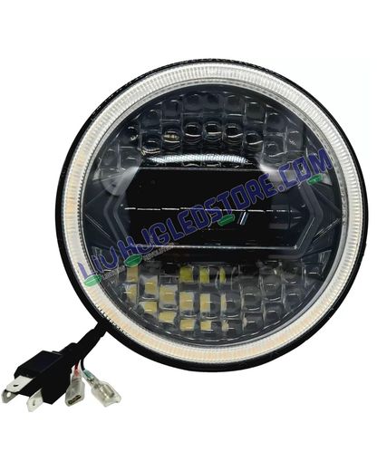 HJG 7-Inch Diamond Cut Round LED Headlight for Royal Enfield (All Models) & Mahindra Thar