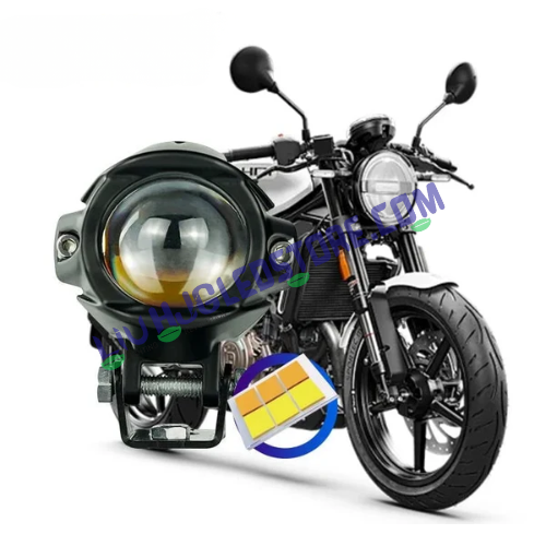HJG Alien Dual Projector LED Fog Lights – 12,000 Lumens, White/Yellow Beam with Red DRL, Super Bright Driving Lights for Bike/Car/Thar/Jeep (Pack of 2)