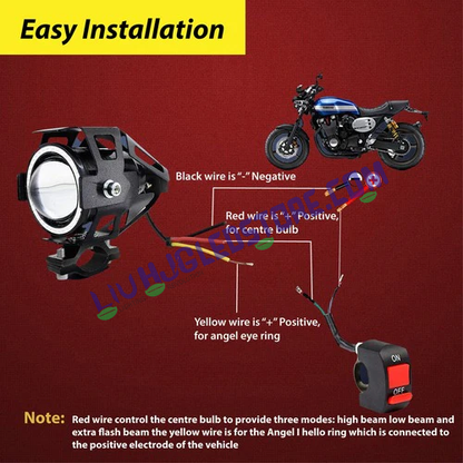 HJG U7 Projector Lens Fog Lights with Blue DRL Ring – Universal Fit for Cars & Bikes (Set of 2 with Switch)