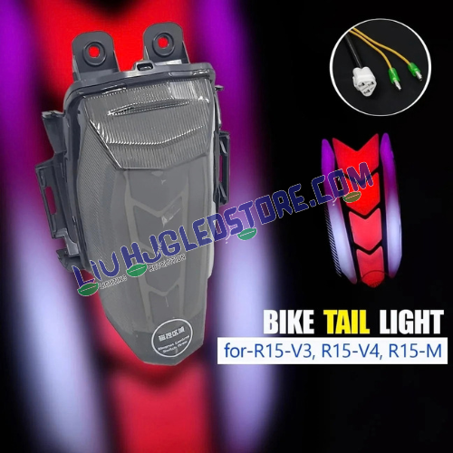 HJG Arrow LED Tail Light Assembly for Yamaha R15 | Multicolor Brake Light with Integrated Yellow Indicators | 12V 12W | Plug & Play Rear Light for R15 V3, R15 V4, R15 M & MT-15 | Pack of 1