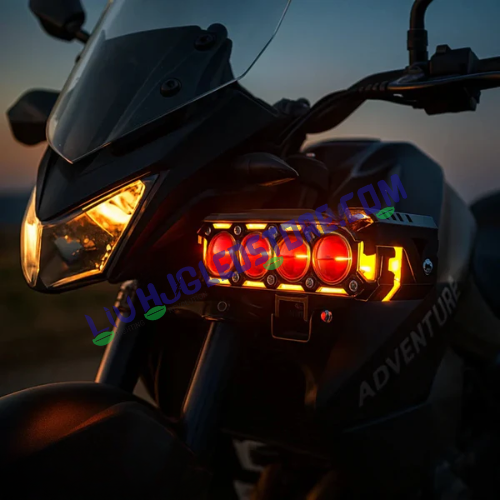 HJG 300W Future Eyes 4 Lens Projector LED Fog Light with Ring DRL & Wiring Harness – Multi-Color (Red/Amber/White/Yellow) Universal for Cars & Bikes