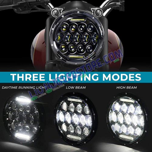 HJG 7-Inch 75W LED Headlight Model 231042-2 | Dual Colour White and Yellow Halo DRL | Turn Signal | H4 | 12V-80V | Royal Enfield and Thar
