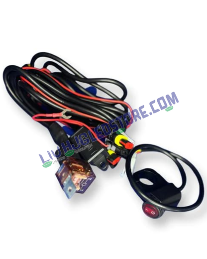 HJG 2-Wire Fog Light Wiring Harness Kit with Coupler – Waterproof Relay, Fuse & Switch Setup