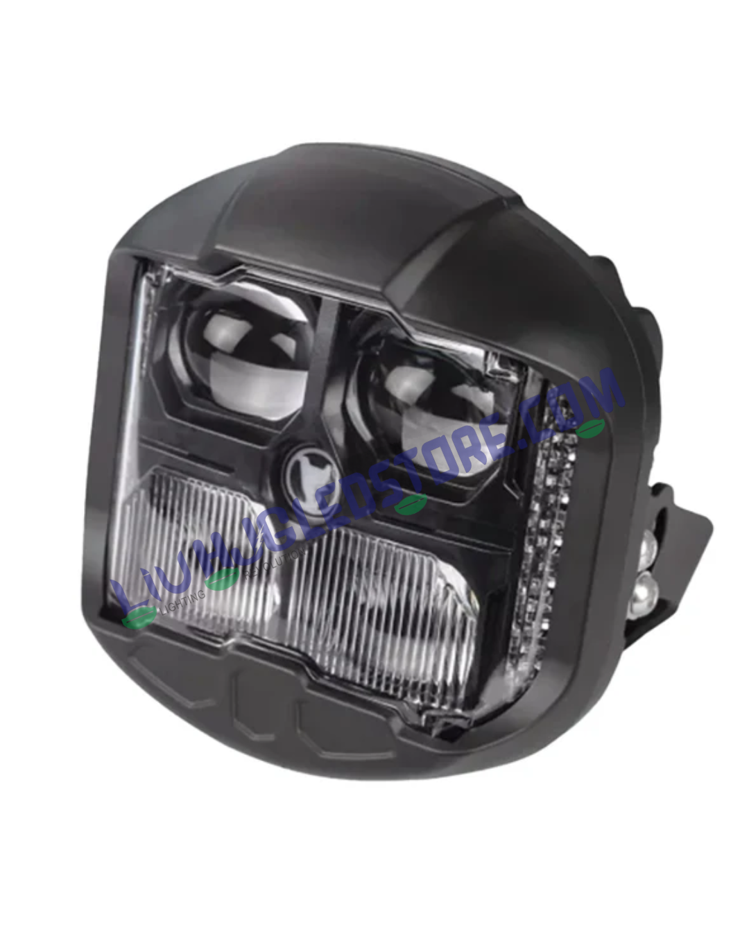 HJG GodsEye 4 LED 120W 7-Inch Off-Road Headlight with Red DRL – Multi-Mode LED Fog & Spot Light for Bikes, Jeeps & Cars (Single Unit)