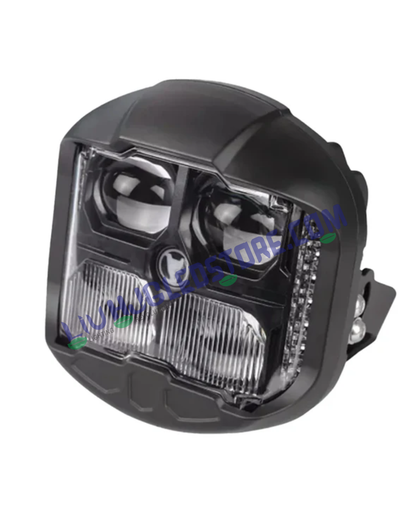 HJG GodsEye 4 LED 120W 7-Inch Off-Road Headlight with Red DRL – Multi-Mode LED Fog & Spot Light for Bikes, Jeeps & Cars (Single Unit)
