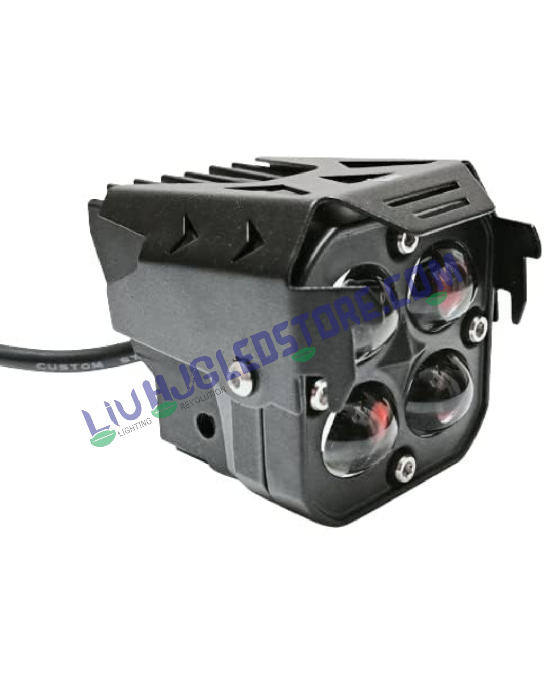 HJG Original 3-in-1 120W LED Fog Lights with Red DRL, White & Yellow Modes – 4 Lens Laser Wide Beam for Bikes & Cars