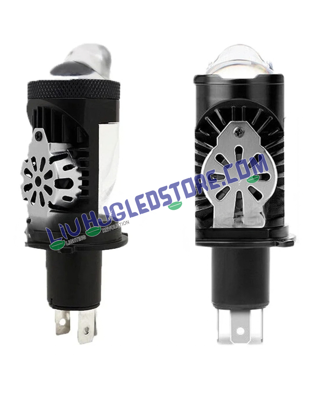 HJG RTD Lens H4 100W Dual Projector LED Headlight Bulbs | 10,000LM Pair, White Hi/Lo Beam & Red Devil DRL | CSP LED Chips, Cooling Fan, IP68 | H4 Plug & Play | 12–80V DC | Car, Bike & SUV | Pack of 2