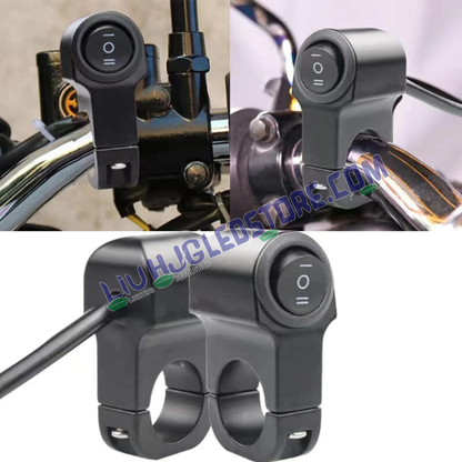 HJG Universal 3-Way Handlebar Switch 12V CNC Metal On-Off-On Control for Bike Headlight, Fog & Brake Lights (Black)