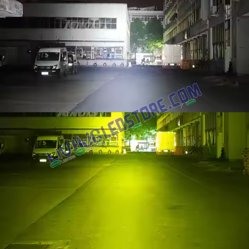 HJG 4 LED 80W Round CREE Fog Light Set | White Beam with Yellow Cover, Wiring Harness Kit, High Power LED Fog Lamps for Motorcycles, Cars & SUVs (Pack of 2)