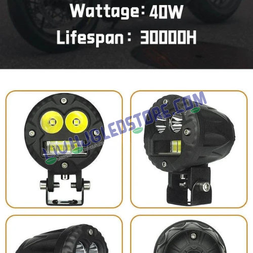 HJG Alien 40W LED Fog Lights Dual Color White and Yellow Mini Driving Lights for Motorcycles Cars SUVs (Set of 2)