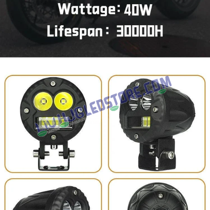 HJG Alien 40W LED Fog Lights Dual Color White and Yellow Mini Driving Lights for Motorcycles Cars SUVs (Set of 2)