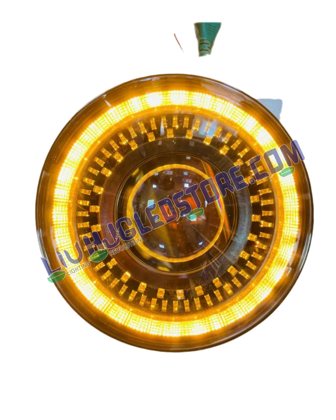 HJG 7-Inch Chakra V1 LED Headlight Assembly with Multi-Color DRL – 75–120W CREE/Osram Chip for Royal Enfield, Thar, Jeep & Gypsy