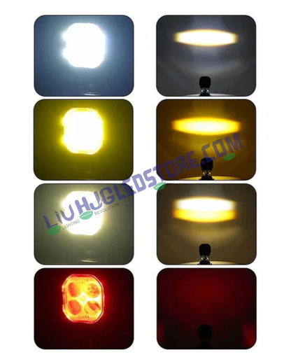 HJG Quad 4x4 LED Projector Fog Lights 80W with Red DRL – Dual Color White/Yellow Universal Fit for Cars & Bikes (Set of 2)