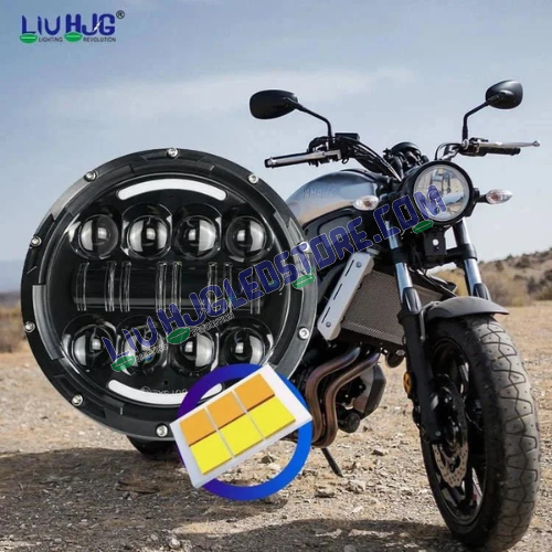 HJG 7-Inch LED Headlight with Halo Ring for Land Rover Defender & Royal Enfield/Thar – Model 231053