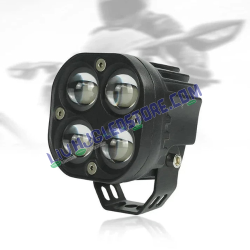 HJG 4x4 Projector Lens 80W LED Fog Light Kit with Wiring Harness – Dual Color White/Yellow with Flash Mode for Cars & Bikes