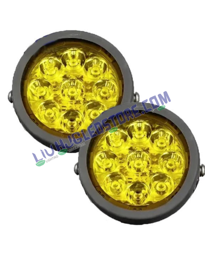 HJG 7 LED 140W CREE Projector Combo Fog Lights | Set of 2 | Yellow Cover | White 6500K, Yellow 3000K and Warm White 4300K | Spot and Flood Beam | for Bikes and Cars