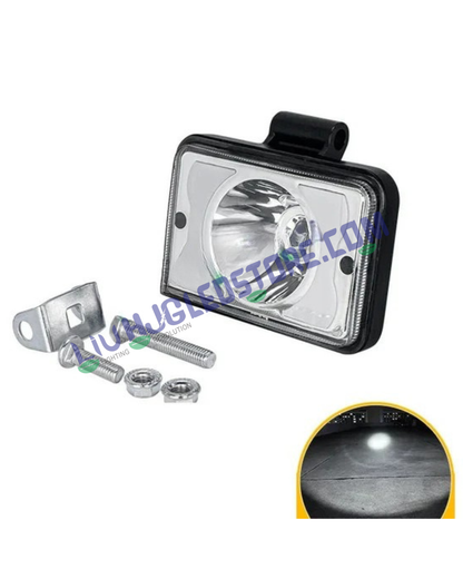 HJG W11 4x5 Inch Classic Square LED Fog Light – Dual Color (White/Yellow) with White & Amber DRL, Ultra Wide Beam for Cars & Bikes