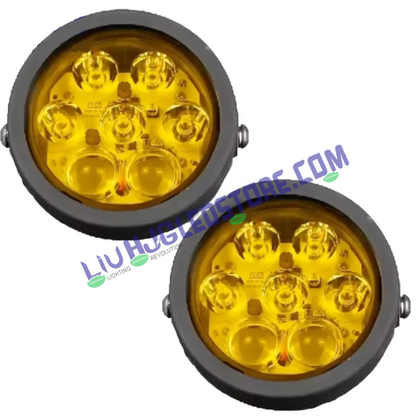 HJG 7 LED CREE Projector Fog Lights | 140W Set of 2 | Round Design | White 6500K, Yellow 3000K and Warm White 4300K | Yellow Cover Included | for Bikes and Cars