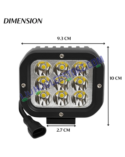 HJG 9-LED 70W Dual Color CREE Fog Light Set (Yellow/White) with Wiring Harness & Yellow Filter Cap – Universal for Bikes, Cars & Jeeps