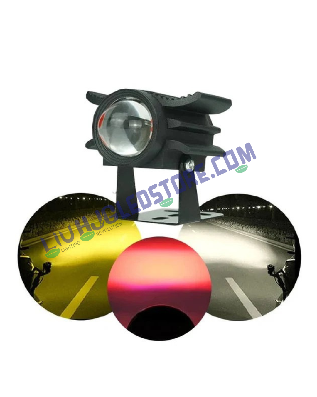 HJG Devil Fly 40W Mini Fog Light with Red DRL & Triple Color Modes (Red, Yellow, White) – Compact Devil Eye Light, Pack of 1 (Latest Model)