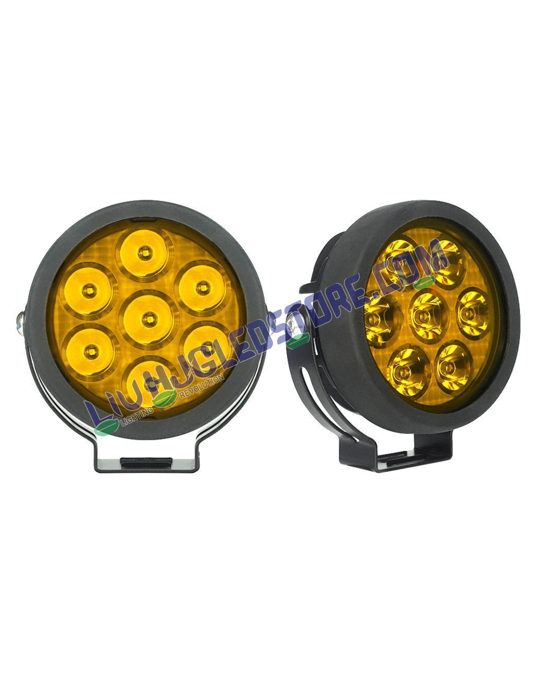 HJG 7 LED 140W Fog Light Set with Yellow Covers & Dimmer Control – High-Power LED Auxiliary Lights for Bikes & Cars (Pack of 2)