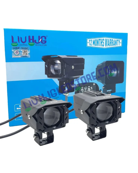 HJG 200W Red Devil Projector LED Fog Lights with Laser Lens – Dual Beam (White Low/High) with Red DRL, Mega Drive Auxiliary Lights for Bike/Car/SUV (Pack of 2)