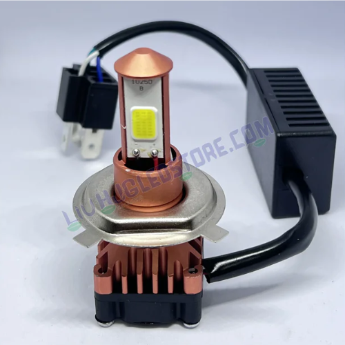HJG H4 White LED Headlight Bulb for Motorcycles – 50W Dual Beam (High & Low), Bright White Light, Single Piece, H4 Type