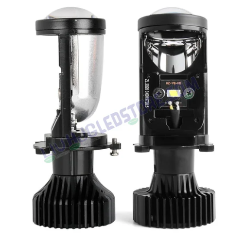 HJG Y6 H4 LED Mini Projector Headlight Bulb Set (2 Pieces) – 100W Hi/Lo Beam Conversion Kit with Cooling Fan, 7000LM White Light for Cars & Motorcycles (12V/24V)