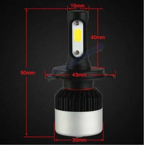 HJG Nighteye LED Headlight Bulbs with H4 Base, 6500K Bright White Light for Cars & Bikes – High Performance COB Chip, 12-Month Warranty (Pack of 2)