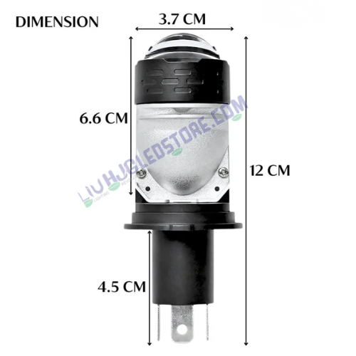HJG Y6 H4 LED Mini Projector Headlight Bulb 50W Slim Design with Cooling Fan, 5000LM Hi/Lo Beam Conversion Kit for Bikes, Cars & SUVs (12V/24V, White, Pack of 1)