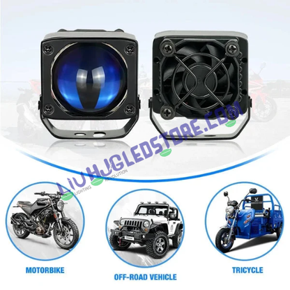 HJG Mini Laser Cannon 80W Projector Fog Lights with 300m Laser Beam – White/Yellow Dual Mode for Cars & Bikes (Set of 2)