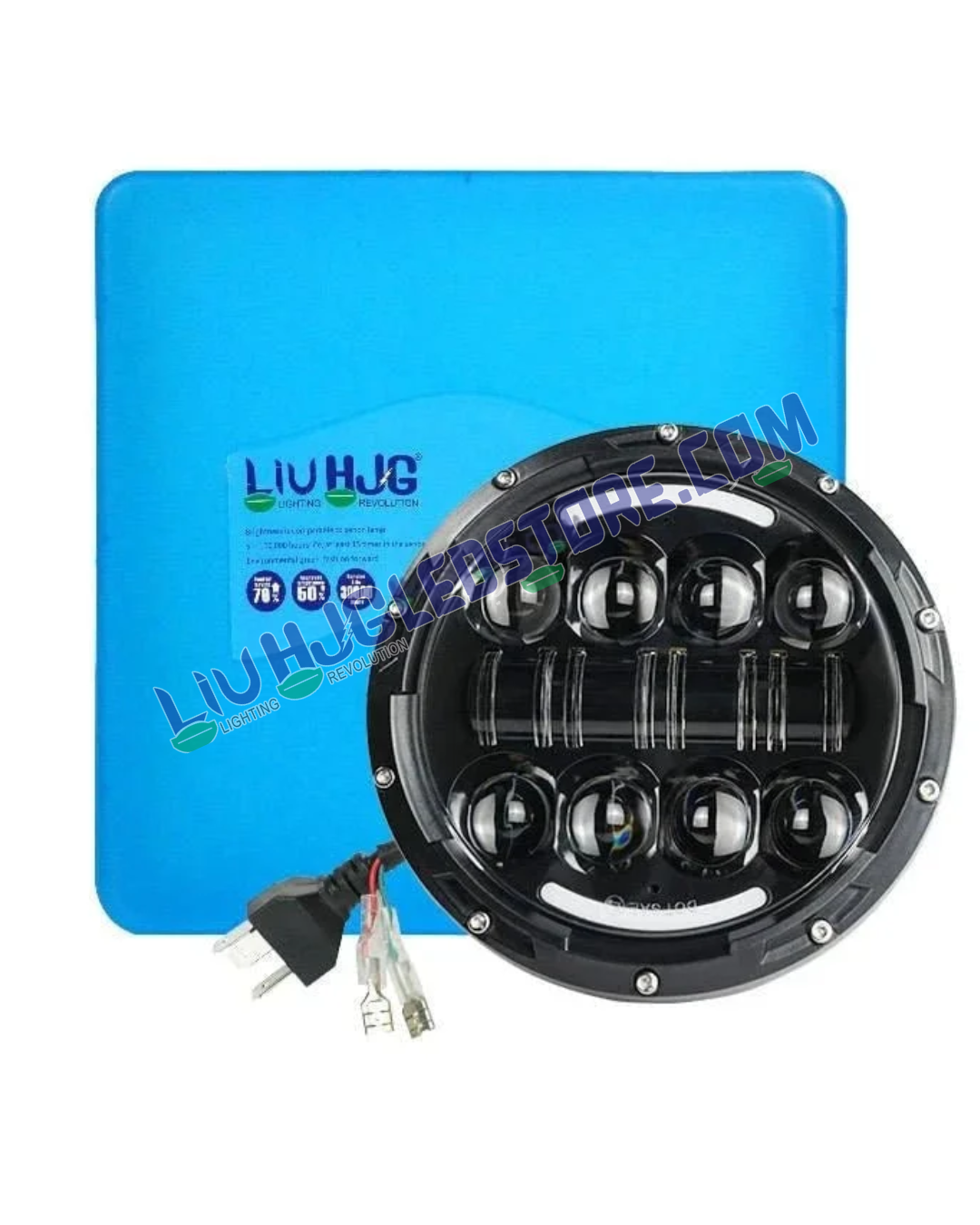 HJG 7-Inch LED Headlight with Halo Ring for Land Rover Defender & Royal Enfield/Thar – Model 231053