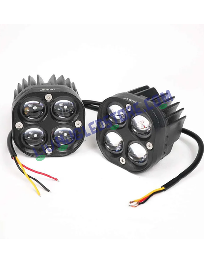 HJG 4x4 CREE 120W Dual Color Fog Light Kit (White & Yellow) – 4 LED Laser Spotlights for Bike, Car, Thar & Jeep (Set of 2)