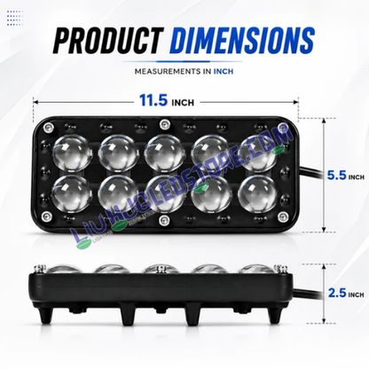 LIU HJG H-10 30W 10-LED Lens Fog Light with RGB Strobe DRL – Dual White & Yellow Beam