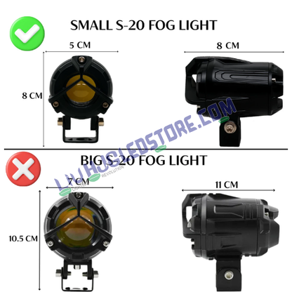 HJG 80W Mini Y Lens LED Fog Lights for Bikes | Dual Color White/Yellow, Projector Beam, Cooling Fan, Wiring Harness Kit, Universal Fit (Pack of 2)