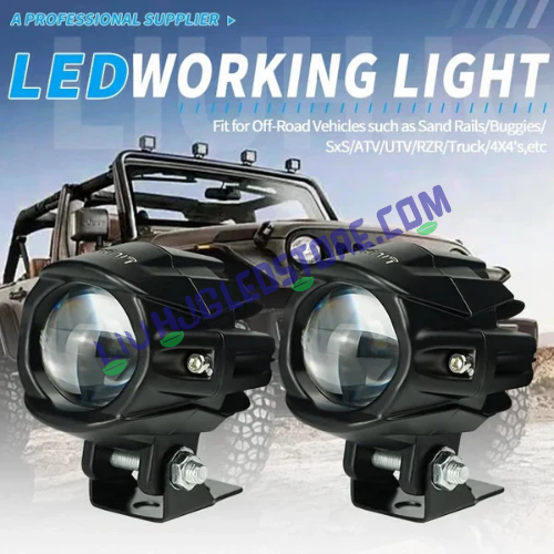 HJG Alien Dual Projector LED Fog Lights – 12,000 Lumens, White/Yellow Beam with Red DRL, Super Bright Driving Lights for Bike/Car/Thar/Jeep (Pack of 2)