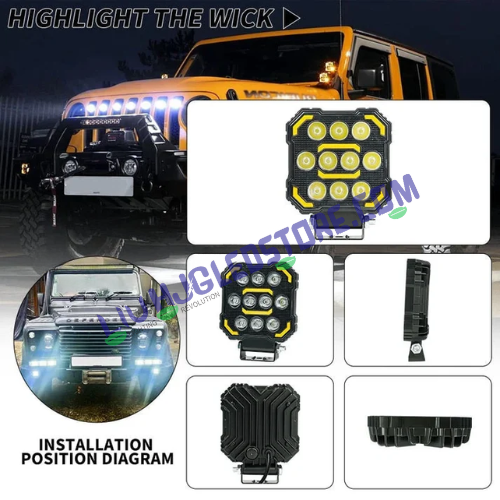 HJG 11 LED Square Fog Lights 60W with DRL (Set of 2) – Universal LED Fog Lamps for Bikes & Cars