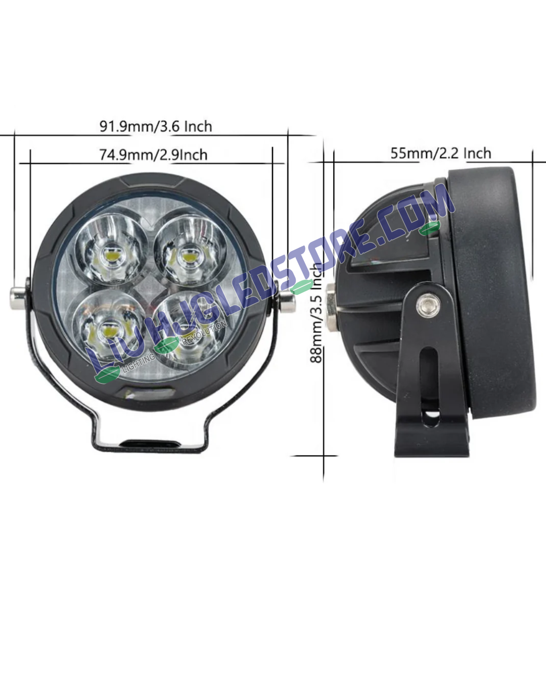 HJG 4 LED 80W Round CREE Fog Light Set | White Beam with Yellow Cover, Wiring Harness Kit, High Power LED Fog Lamps for Motorcycles, Cars & SUVs (Pack of 2)