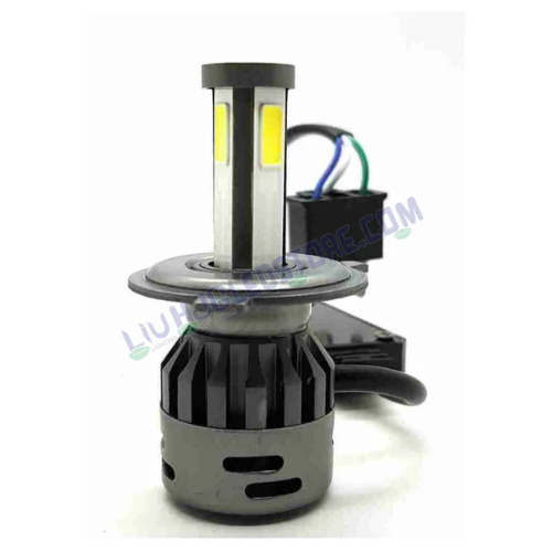 HJG M8 Original 100W H4 LED Headlight Bulb for Motorcycles & Cars – White Dual Beam (High/Low) with 8-Side LED Chips | AC/DC Compatible