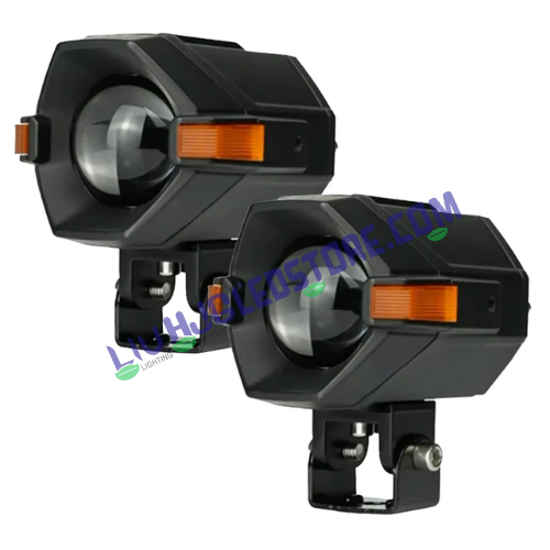 HJG NightBreaker P97 100W Dual Projector Fog Lights | Set of 2 | 50W Each | 15000 Lumens | White, Yellow | Red DRL and Amber Hazard | 9V-32V DC