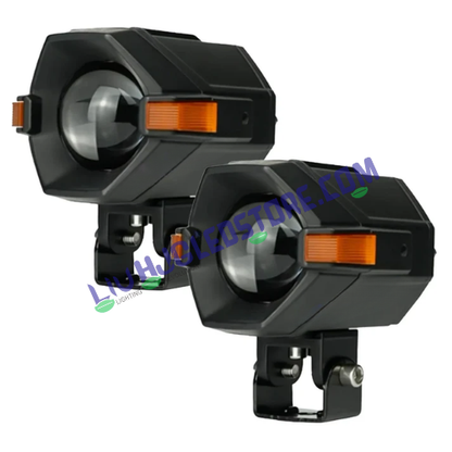 HJG NightBreaker P97 100W Dual Projector Fog Lights | Set of 2 | 50W Each | 15000 Lumens | White, Yellow | Red DRL and Amber Hazard | 9V-32V DC